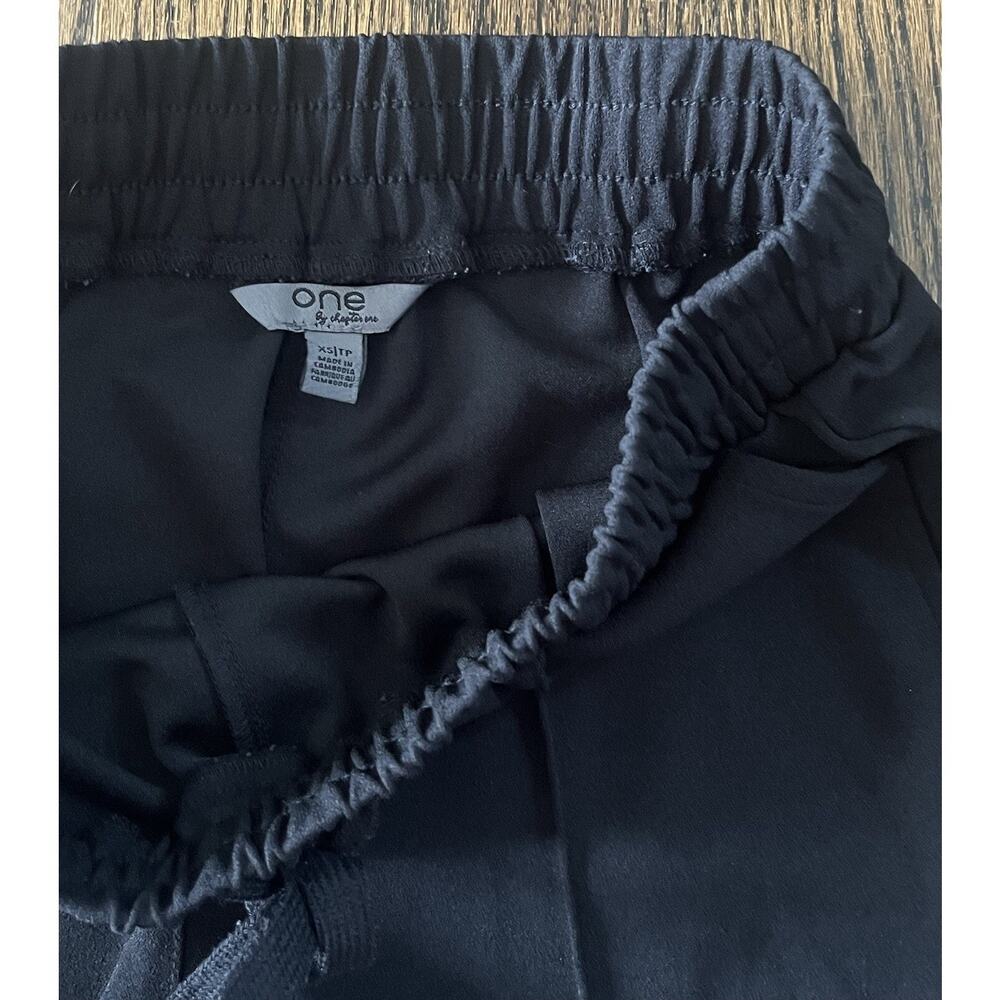 One by Chapter One Womens Pants Tie Waist High Rise Cropped Trouser Black Sz. XS - Picture 7 of 8